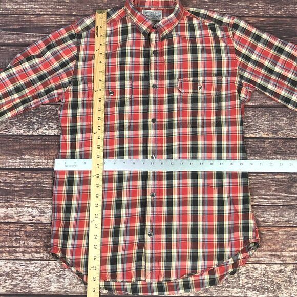 Lucky Brand Mens‎ Multicolor Red Plaid Button Long Sleeve Flannel Size Medium - Picture 11 of 12